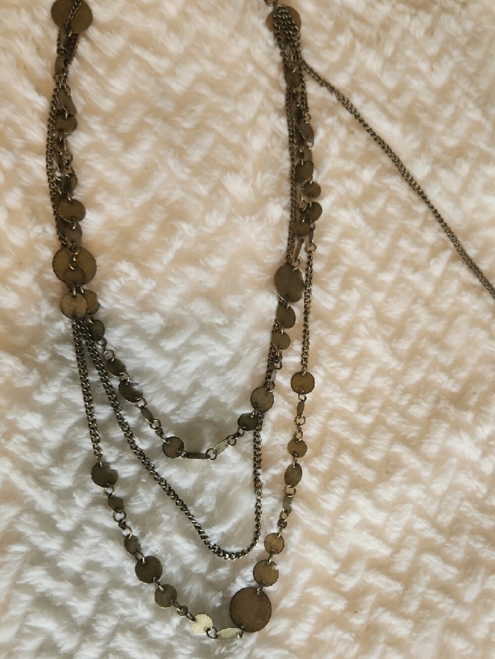 Multi-Strand Brass-Tone Adjustable Disc Necklace - Women Jewelry Boho Vibe